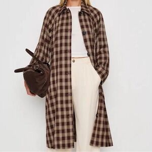 Reformation Brown Plaid Trench